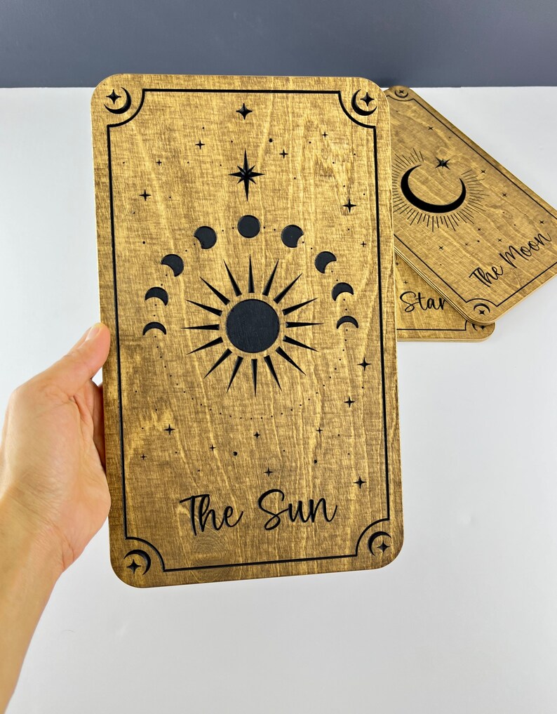 Tarot Wall Art Tarot Card Wooden Poster Engraved Wood Wall Etsy