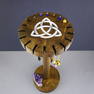 Pendulum Stand with Triquetra Engrave, Pendulum Holder, Wood Dowsing Pendulum Display
