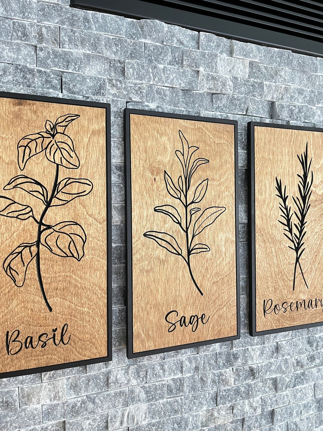 Magical Herbs Wood Wall Art, Framed Floral Wooden Wall Hanging, Kitchen