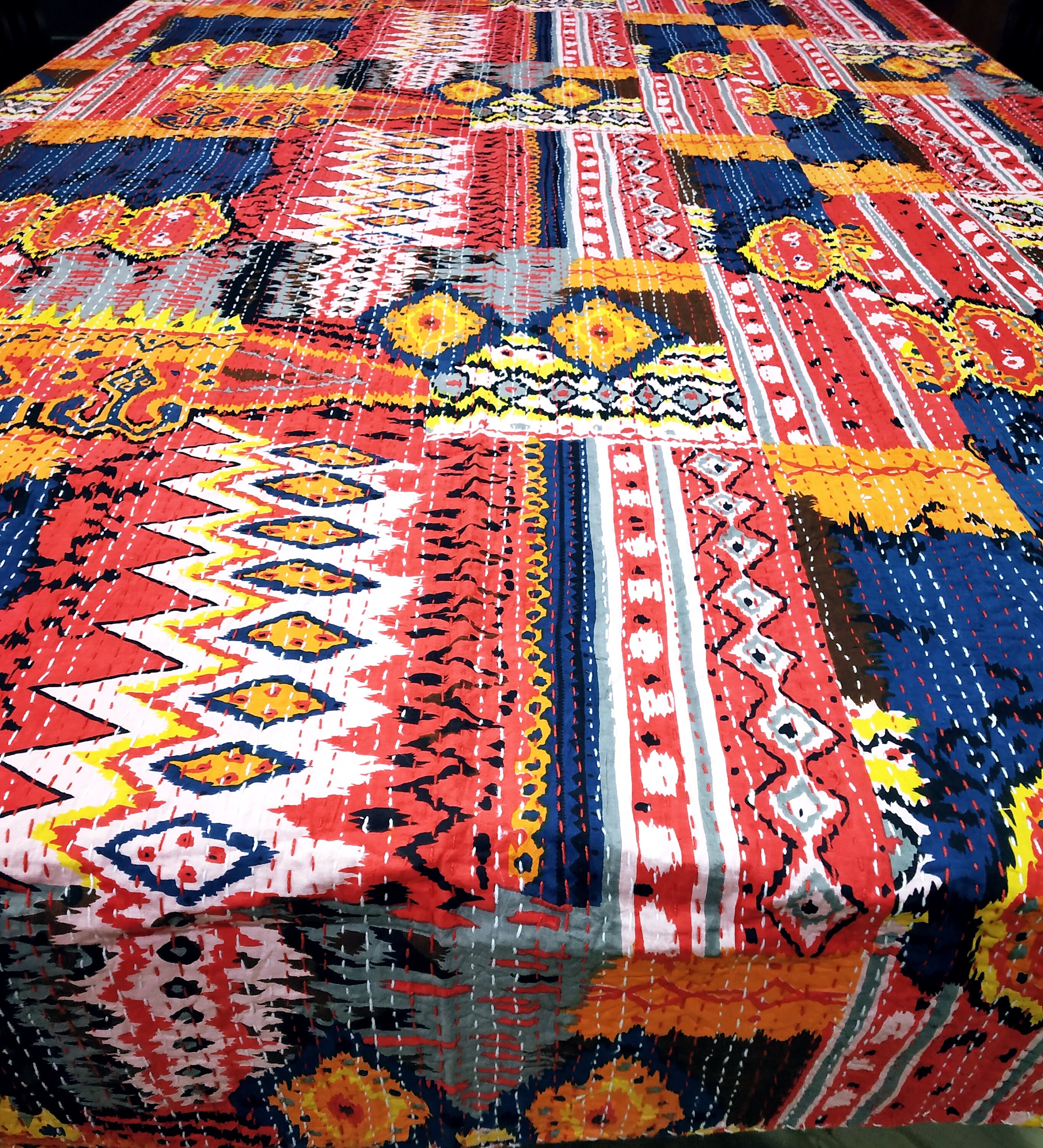 60x 90 inch Beautiful Indian Kantha Table Cloth Etsy