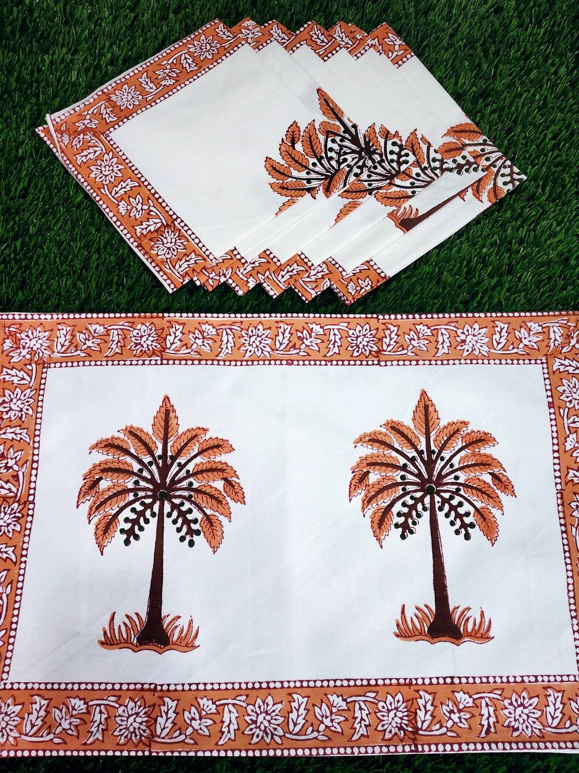 Beautiful Hand Block Print Placemats And Napkin Set Set of 6 Etsy