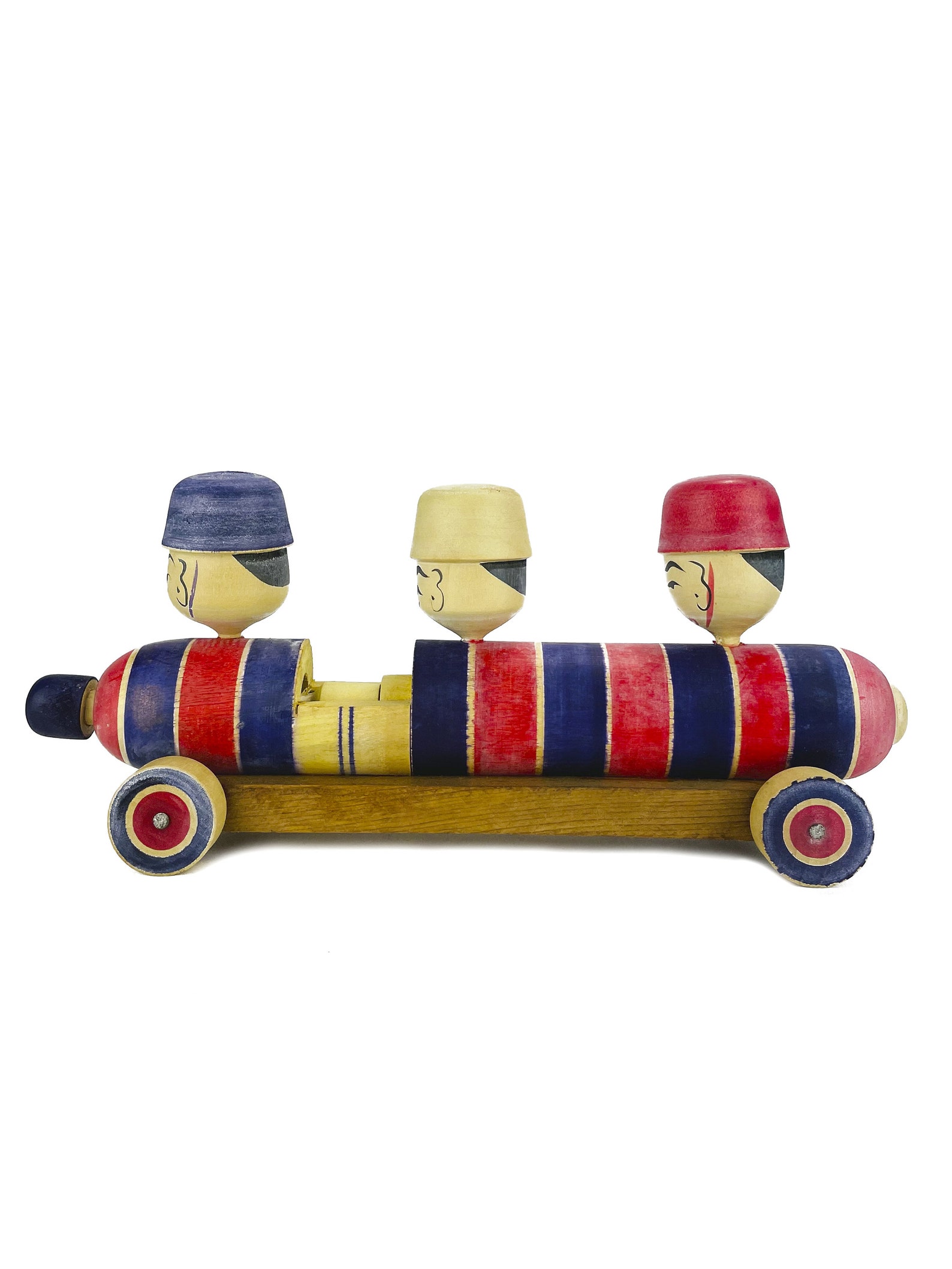 Rare Japanese Wooden Folk Toy / Japanese Kijigangu Wooden Toy / Kokeshi