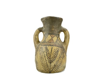 Jarrón de terracota bereber / Vasija de arcilla antigua de Marruecos / Jarra de agua / Arte popular