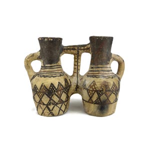 Berber Moroccan terracotta vase / Clay vessel from Morocco / Water double jar/ Vintage clay pot from the Rif / Pitcher