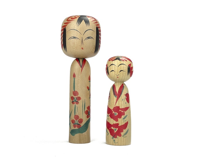 Set of 2 Japanese Togatta Kokeshi dolls  /Traditional Japanese doll / Dento Kokeshi / Collectible doll / Collectible from Japan / Art doll