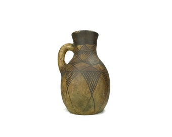 Jarrón de terracota bereber / Vasija de arcilla antigua de Marruecos / Jarra de agua / Arte popular