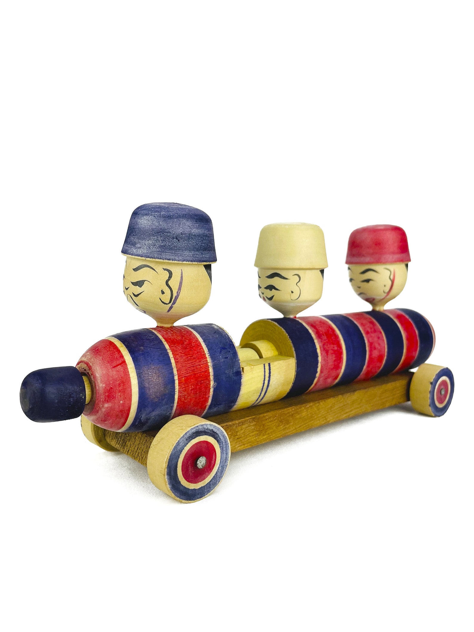 Rare Japanese Wooden Folk Toy / Japanese Kijigangu Wooden Toy / Kokeshi