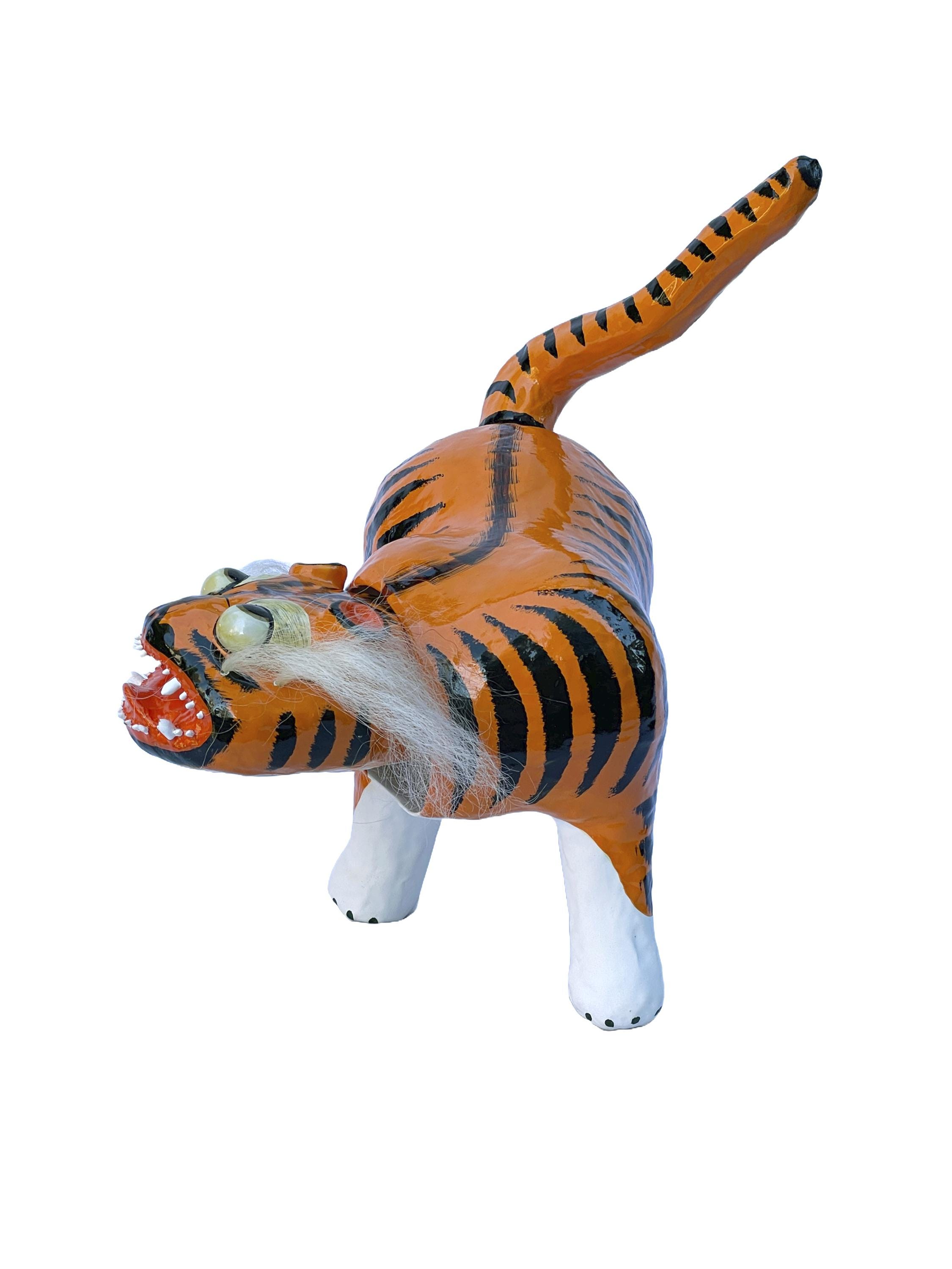 Vintage Hariko No Tora Tiger: Japanese Papier-mâché Folk Art Toy