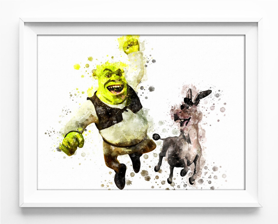 Watercolor Shrek and Donkey Print Shrek Printable INSTANT | Etsy