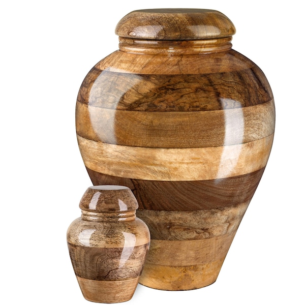 Wooden Cremation Urn of Mango Wood Urn For Ashes For Adult Wood Urn For Human Ash Wood Cremate Urn For Husband Urn For Wife Decorative Urn