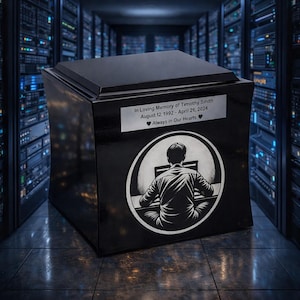 Urna de cremación para informáticos Urna de especialista en informática Urna de programador Urna de temática tecnológica Urna de memoria digital Urna de homenaje cibernético