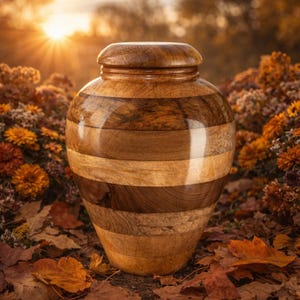Wooden Cremation Urn of Mango Wood Urn For Ashes For Adult Wood Urn For Human Ash Wood Cremate Urn For Husband Urn For Wife Decorative Urn