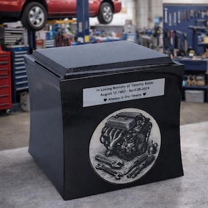 Cremation urn for a mechanic Urn for a cars lover Final resting place for car lover Auto technician urn Car enthusiast memorial urn