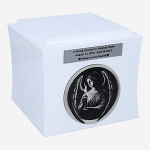 Angel cremation urn for ashes Memorial urn with engraved angel Personalize urn Custom Engraving Option for a Meaningful Tribute