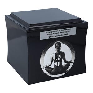 Theme urn for ashes - Meditation motif, yoga, zen Namaste urn Enlightenment urn Yoga pose urn Harmony urn Healing energy urn