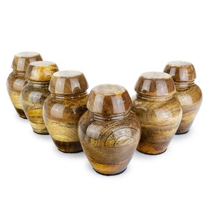 Set of Keepsakes Wooden Urns For Part of Ashes Mini Urns for Divide Ashes Small Urns Collection of Keepsakes Mango Decorative Keepsakes Home
