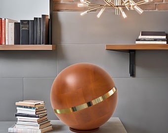 Modern Cremation Urn for Adult Ashes Unique Cremation Urn for Adult Urn in Wood  Sphere Shaped Urn Hand Turn Wood Urn Sphere Urn For Human