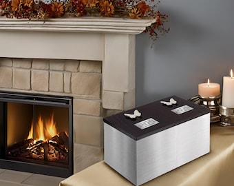 Double Cremation Urn Companion Urn For Two Stainless-Steel Double Box For Ashes Dual Urn For Human Ashes Dual Creamte Urn Dual Burial Urn