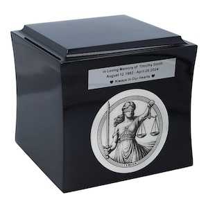 Thematic urn with Temida motif. Urn for a lawyer, judge, advocate Personalized theme urn Box for ashes