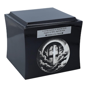 Urn with a Heaven Gates symbolic cremation urn box Heaven-Inspired Urn Celestial Cremation Box Eternal Journey Urn Memorial Box with Heaven