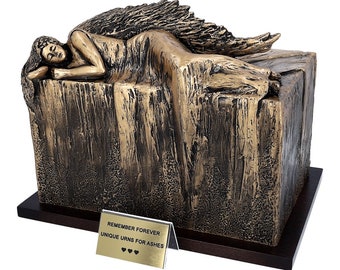 Exclusive Urn For Ashes With Angel Unique Memorial Cremation Urn Artistic Sculpture Angel Funeral Casket For Adult Decorative Urn Stunning