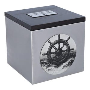 Nautical Cremation Urn: Stainless Steel Sailor Memorial with Wood Lid