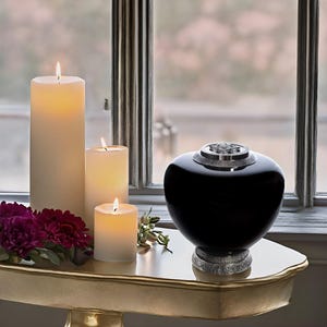 Exclusive Black Cremation Urn Swarovski Crystals Glass Funeral Urn for Adult polished glass urn Adult memorial urn High-end cremation urn