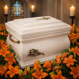 Crematiekist begrafenis as urn voor volwassenen Granieten kist crematie as urn voor menselijke as Unieke herdenkingsas urn Witte urn Begrafenis