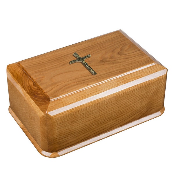 Catholic Wood Urn With Cross Casket & Urn For Human Remains Urn For Burial Casket For Human Remains Cremate Urn For Ashes Casket Box Urn