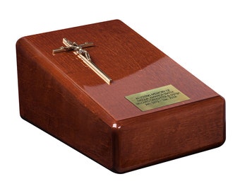 Solid wood casket Cremation urn for ashes.Unique memorial funeral Urn High Gloss Personalised Urn (WU54)