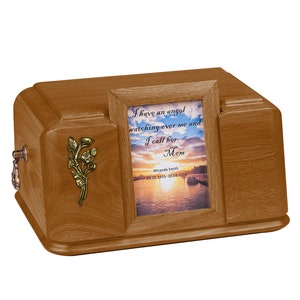 Wooden Adult Cremation Urn for Ashes Frame Urn memorial Casket , Photo Casket Urn, Personalized Urm With Picture
