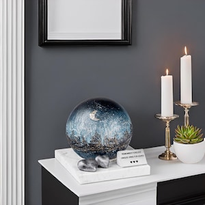 Artistic Cremation Urn Handmade Urn Hand Paint Urn For Ashes Handmade Artistic Urn Sphere Cremate Urn Adult Memorial Decoraive Urn For Human