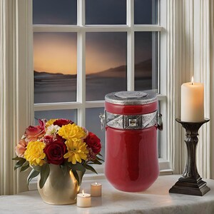 Large Glass Art Cremation Urn for Ashes with Cross - Adult Memorial Funeral Urn, Exclusive Human Ashes Keepsake