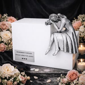 Urna blanca para cenizas Urna de cremación artística Urna de mujer llorando Urna para mujer Caja blanca para cenizas Urna blanca moderna Urna humana personalizada