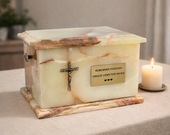 Green Urn For Ashes Natural Stone Urn Made of Onyx Casket For Ashes Cremation Urn For Burial Beautiful Stone Urn For Human Ashes Urn For Man