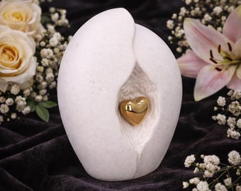 Ceramic keepsake for part of ashes with heart Decorative mini urn Ashes holder with heart Ceramic memorial keepsake Tender tribute urn