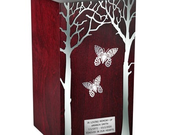 Beautiful Adult Cremation Urn For Ashes Unique Funeral Artistic Urn Memorial Casket Personalised Urn Butterflies Urn For Adult Ashes Trees