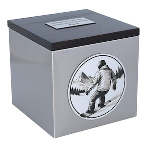 Cremation urn for the snowboarder Theme snowboard cremation urn Memorial urn for snowboarder Personalized urn Mountain sports urn for ashes