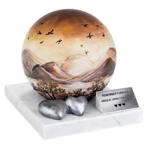 Artistic Urn For Human Ashes Sunset Theme Decorative Urn For Cremate Ashes Hand Painted Cremation Urn With Heart Urn For Home Decor Urn Art