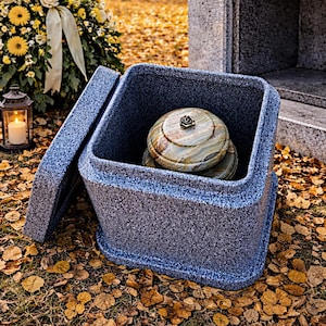 Cemetery Stone Urn Vault Grave Cremation Urn For Ground Burial Human Ashes Urn For Adult Funeral Urn For Burying In The Ground Urn Safe
