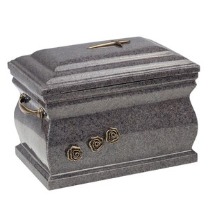Memorial Casket Cremation Ashes Urn For Adult With Brass Roses Funeral Ashes Urn 