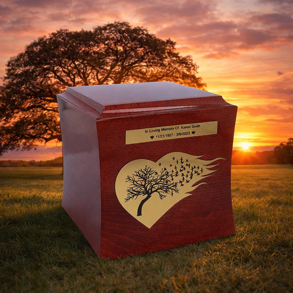 Tree of Life Urn for Human Ashes Symbolic Cremation Urn Wooden Box for ...