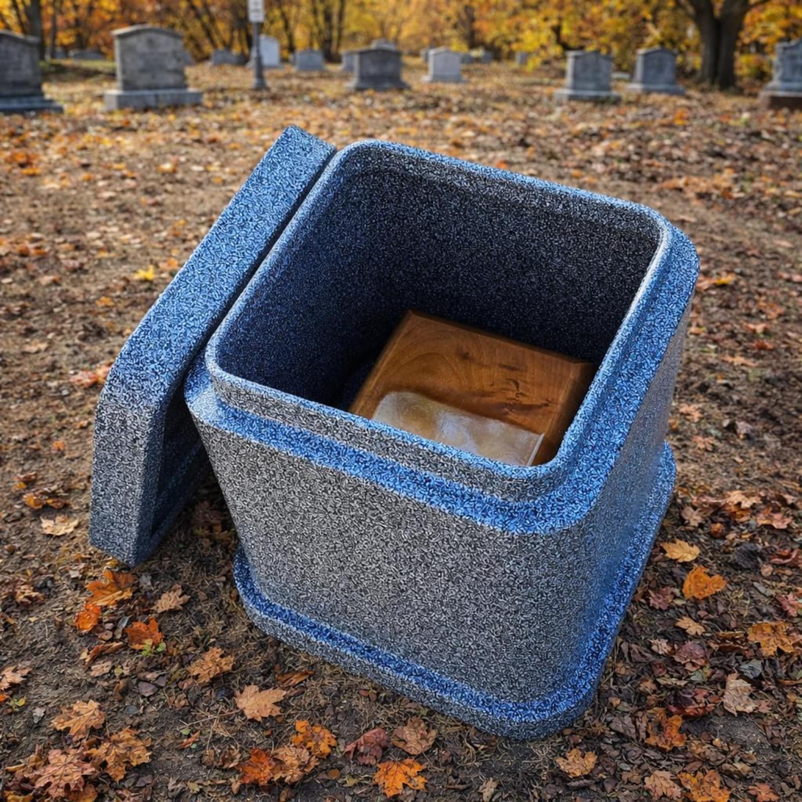 Funeral Set of Urn and Container for Burial Cremation Urn Outdor Casket ...