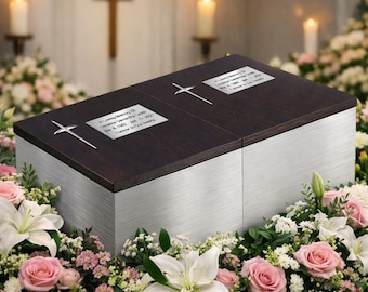 Dubbele crematie-urn Metgezel-urn voor twee Roestvrijstalen dubbele doos voor as Dubbele urn voor menselijke as Dubbele crème-urn Dubbele begrafenisurn