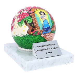Girl in the garden, hand-painted child urn Personalized cremation urn for child Artistic urn for baby girl Decorative urn for baby ashes