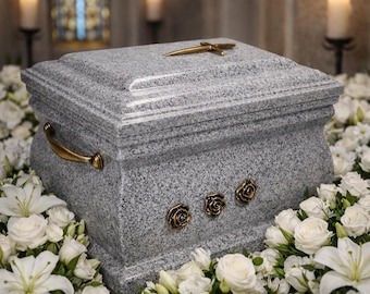 Urna Funeraria In Onice Naturale Remember Forever Per Adulti: Con Croce E Placca Commemorativa, Capacità 5 Litri - 3