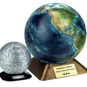 Solar System Urn Set: Earth & Moon - Artistic Cremation Urns for ashes