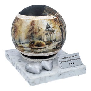 Autumn cremation urn Memorial urn for ashes Personalized urn for loved one Unique cremation urn Artistic urn for ashes Decorative urn