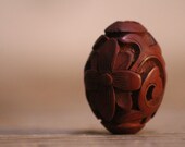Ojime bead cinnabar vermillion layered lacquer guri tixi Japanese antiques