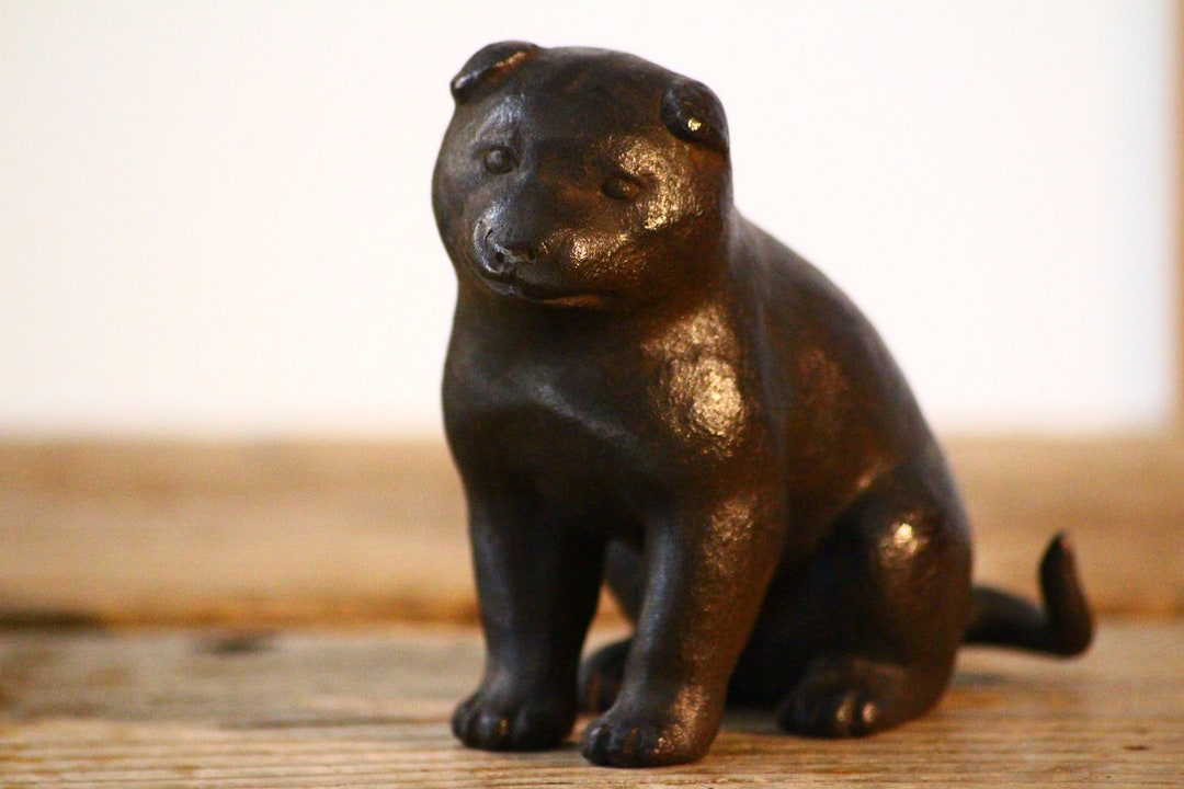 Bronze Dog Ornament Figurine Japanese Antiques Signed Etsy